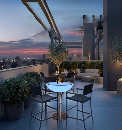 Стол светящийся квадратный на металическом основании 60х60х76